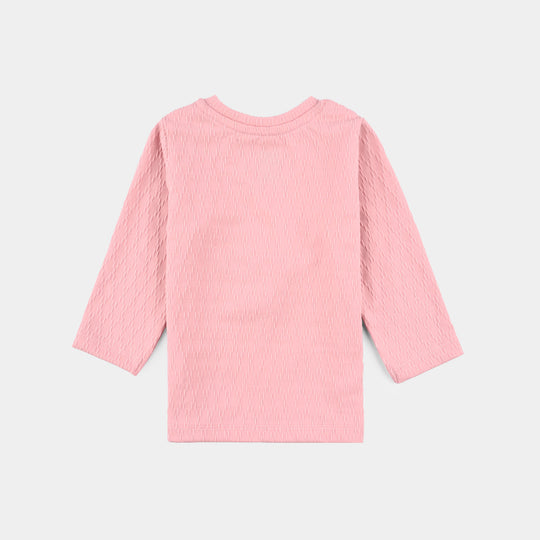 Infant Girls Jacquard T-Shirt F/S LETS FLY AWAY-Peach