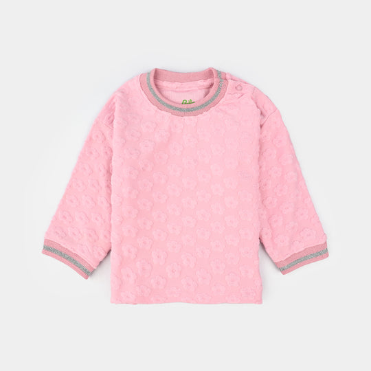 Infant Girls Jacquard T-Shirt F/S FLOWER FABRIC - Pink