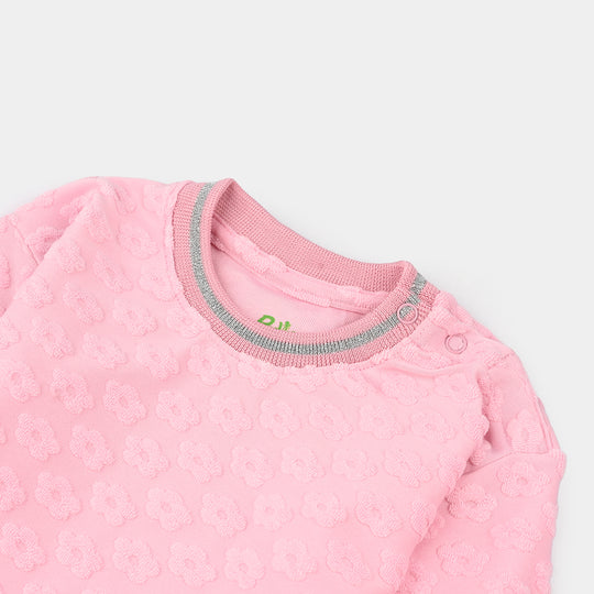 Infant Girls Jacquard T-Shirt F/S FLOWER FABRIC - Pink