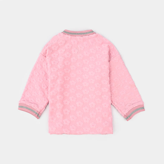 Infant Girls Jacquard T-Shirt F/S FLOWER FABRIC - Pink