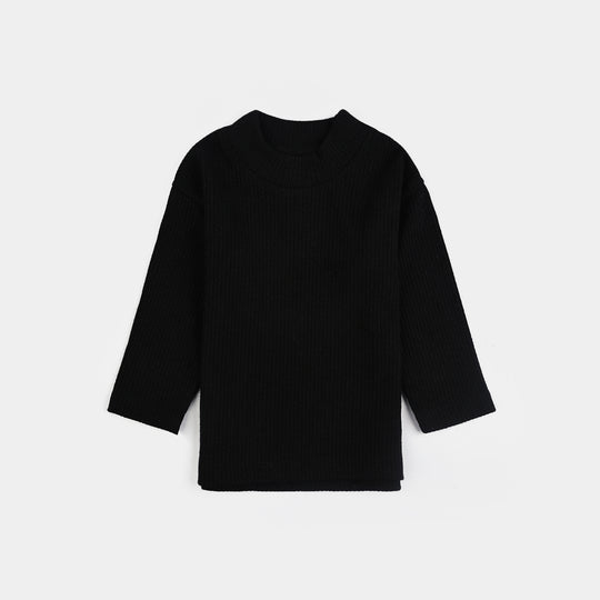 Infant Girls Rib Sweatshirt BLACK SHINE