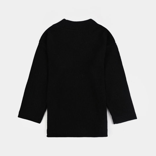 Infant Girls Rib Sweatshirt BLACK SHINE