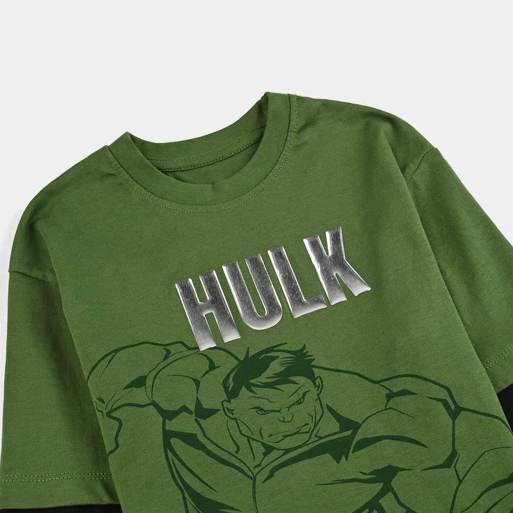 Boys Jersey/Terry T-Shirt F/S-Olive Green