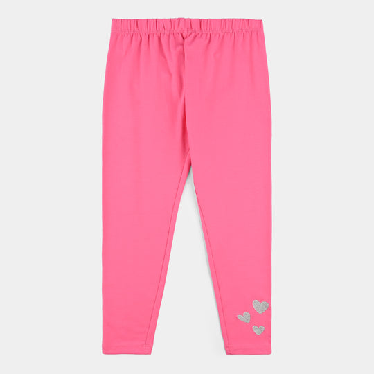 Girls Jersey/Terry EMB Tights Lurex Hearts-Pink