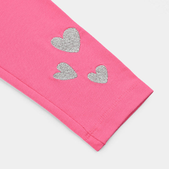 Girls Jersey/Terry EMB Tights Lurex Hearts-Pink