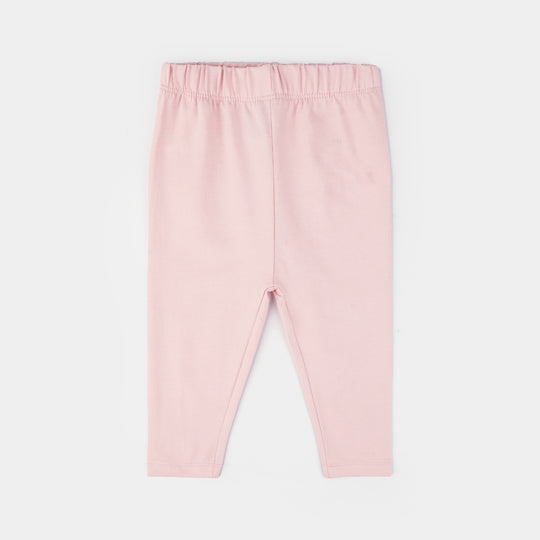 Infant Girls Jersey/Terry Emb Tights Flower-C.Pink