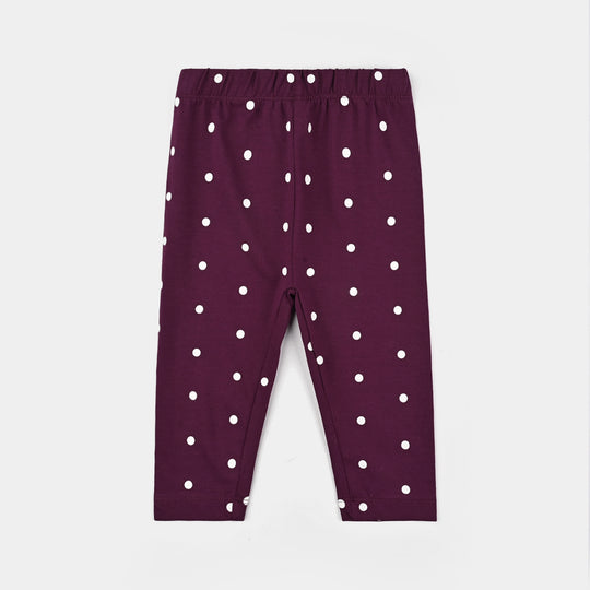 Infant Girls Jersey/Terry Printed Tights POLKA DOTS-Dark Purple