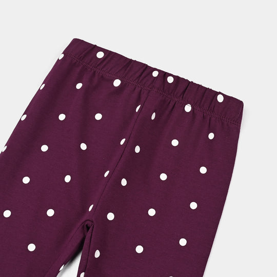 Infant Girls Jersey/Terry Printed Tights POLKA DOTS-Dark Purple