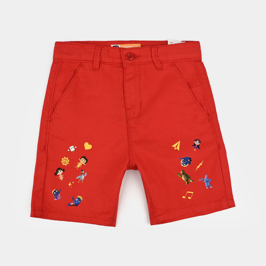 Boys Cotton Twill Short YOUNG PIPER-RED
