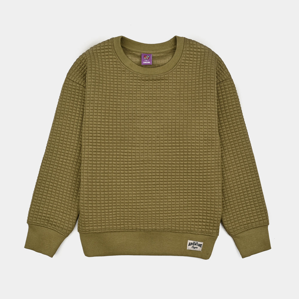 Boys Quilted Sweatshirt THE ADVENTURE BEGINS-GREEN