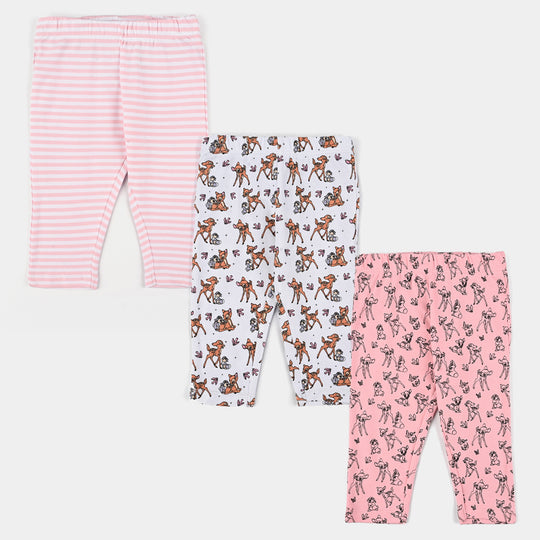 Infant Girls Cotton Interlock Bambi Pyjama Pack OF 3 - Pink.White