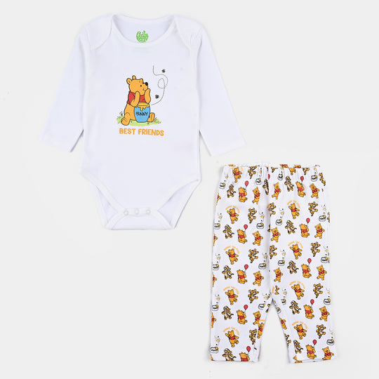 Infant Boys Cotton Interlock 4 Piece Set-White