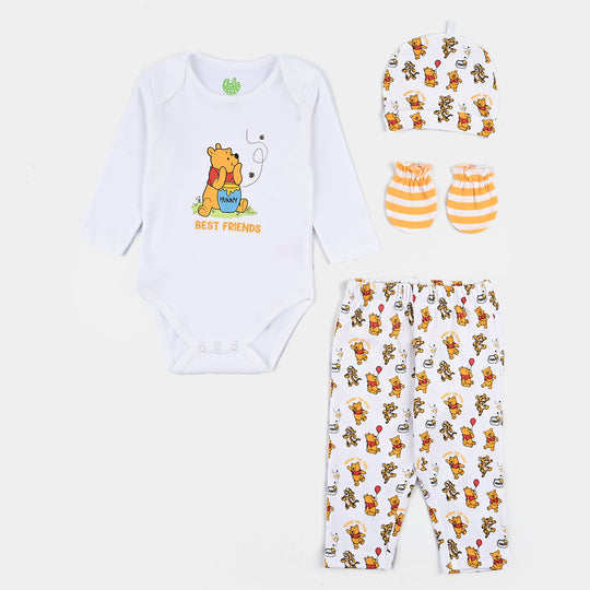 Infant Boys Cotton Interlock 4 Piece Set-White