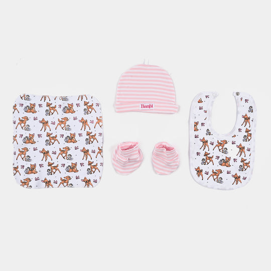 Infant Girls Cotton Interlock Bambi 6 Piece Set-White