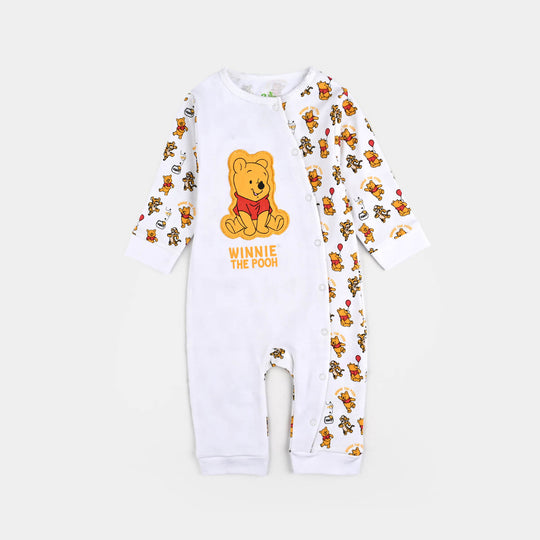 Infant Boys Cotton Interlock Romper F/S-White