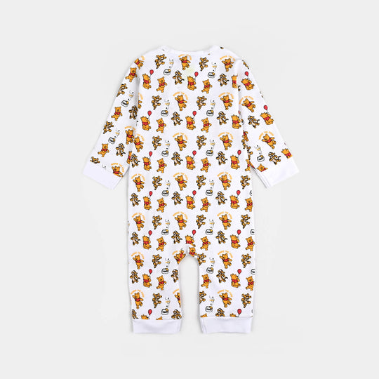 Infant Boys Cotton Interlock Romper F/S-White