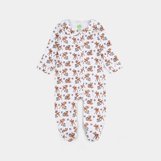 Infant Girls Cotton Interlock Romper F/S Bambi White