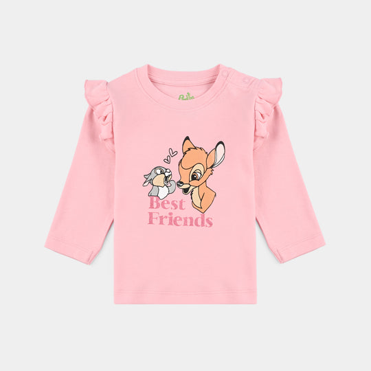 Infant Girls Cotton Interlock Pyjama + Tee F/S Bambi - Pink