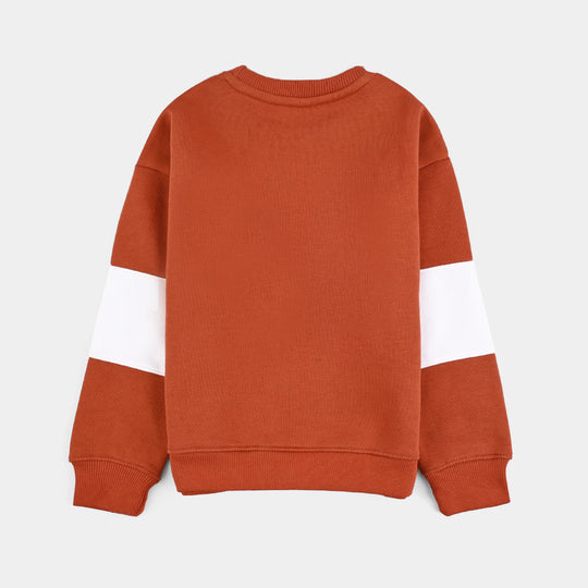 Teens Boys Fleece Sweatshirt World Adventure-Orange