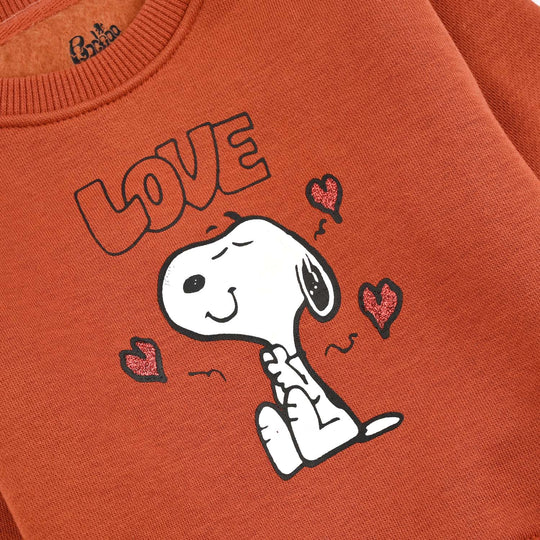 Infant Girls Fleece Sweatshirt Love-Orange