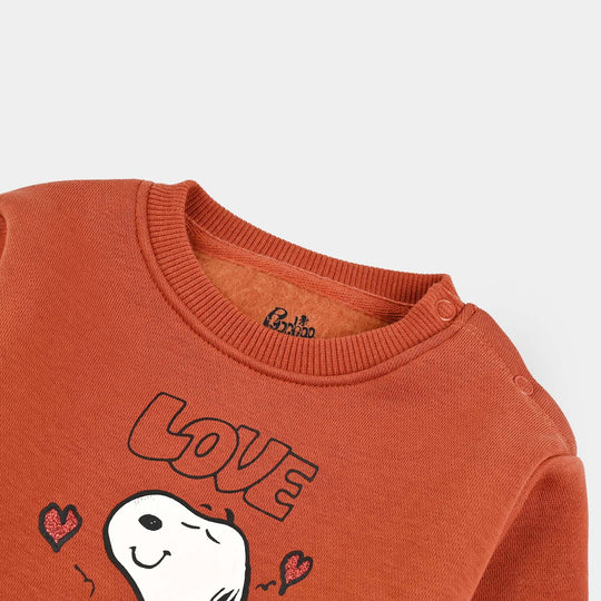 Infant Girls Fleece Sweatshirt Love-Orange