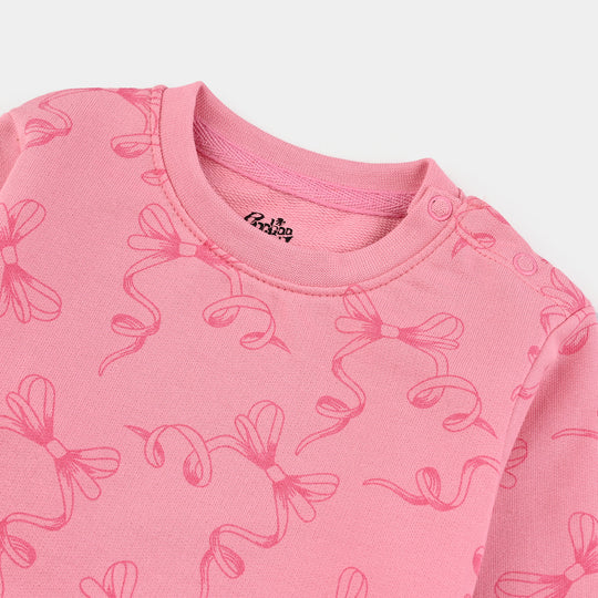 Infant Girls Fleece Sweatshirt Bow-Candy Pink
