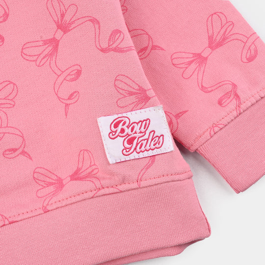 Infant Girls Fleece Sweatshirt Bow-Candy Pink