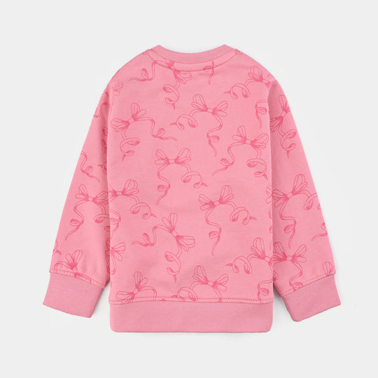 Infant Girls Fleece Sweatshirt Bow-Candy Pink