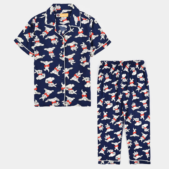 Girls Viscose Woven Nightwear - Blue