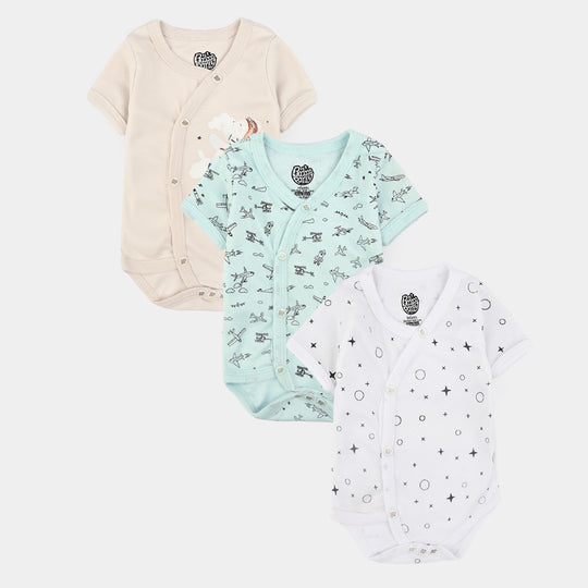 Pack Of 3 Infant Unisex Cotton Cut Design Rompers Set