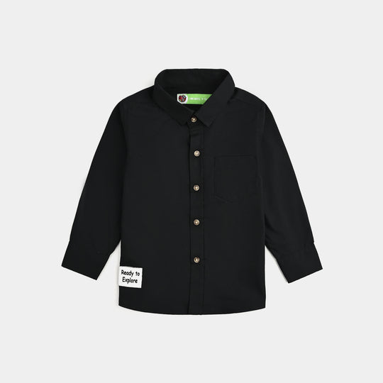 Infant Boys Cotton Shirt (Ready to Explore) - BLACK