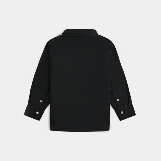 Infant Boys Cotton Shirt (Ready to Explore) - BLACK