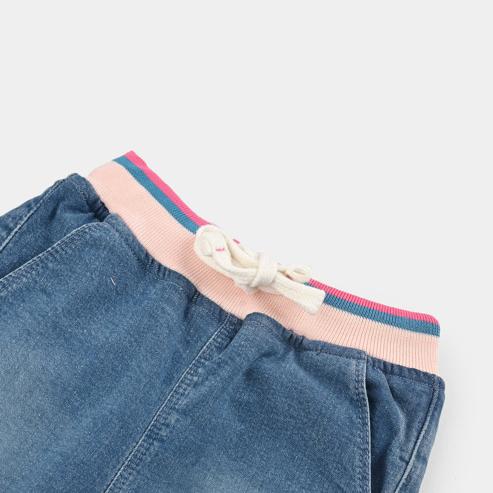 Infant Girls Denim Stretch Pant Heart Pockets-LT.Blue