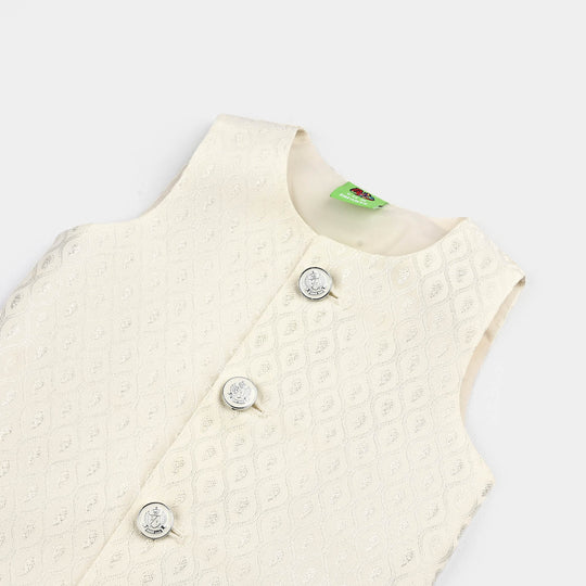 Infant Boys Poly Viscose Waist coat (Blended) - Off White