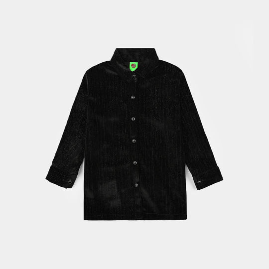 Infant Girls Velvet Casual Top Sparkle-BLACK