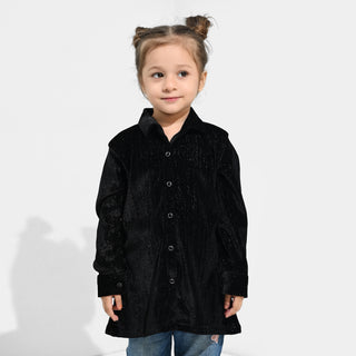 Girls Velvet Casual Top Sparkle - BLACK