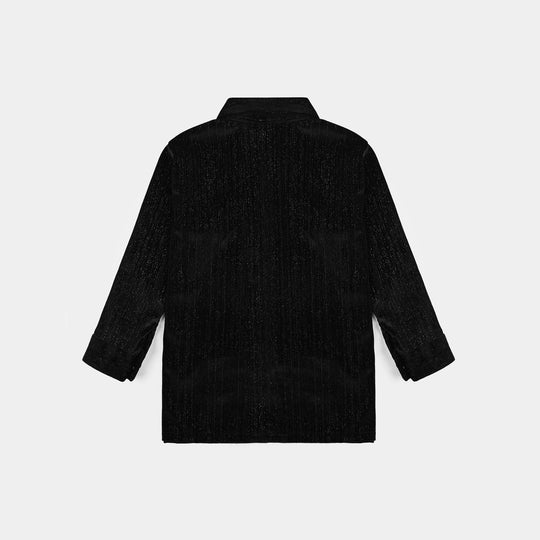 Infant Girls Velvet Casual Top Sparkle-BLACK