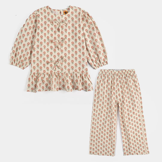 Girls Cotton Poplin Co-Ord Set Airy-Off.White