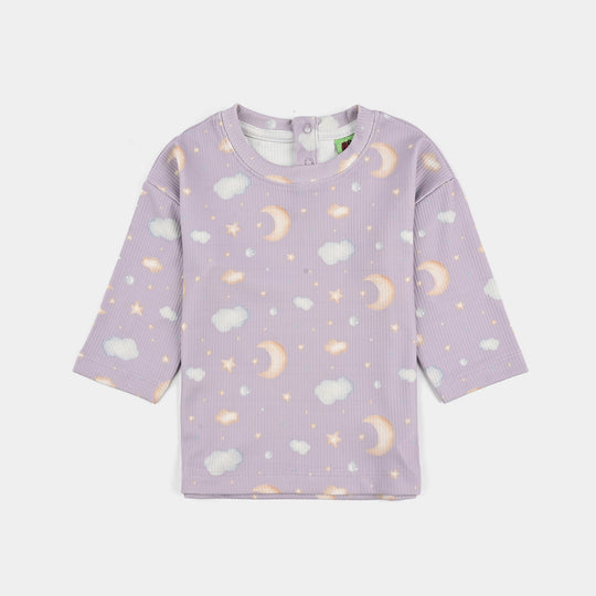Infant Girls Jersey/Terry Night Suit Moon & Cloud-Purple