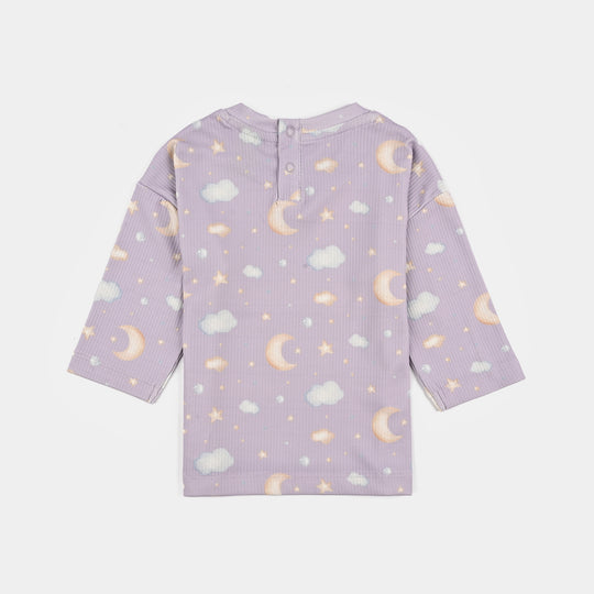 Infant Girls Jersey/Terry Night Suit Moon & Cloud-Purple