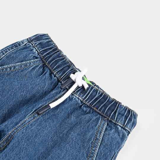 Infant Boys Denim Stretch Pant Cargo - Mid Blue