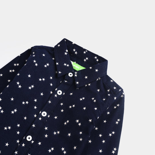 Infant Boys Flannel Shirt (Stars)-NAVY