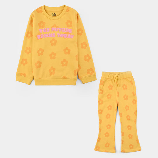 Girls Jersey/Terry 2 Piece Suit - Yellow