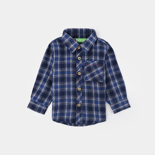 Infant Boys Flannel Shirt (Coastal Vibes)-Blue Check