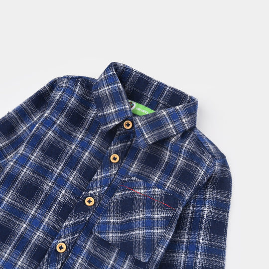 Infant Boys Flannel Shirt (Coastal Vibes)-Blue Check