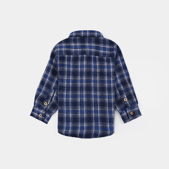 Infant Boys Flannel Shirt (Coastal Vibes)-Blue Check