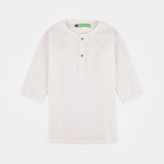 Infant Boys Cotton Poplin Kurta Pajama (Elegant)-White
