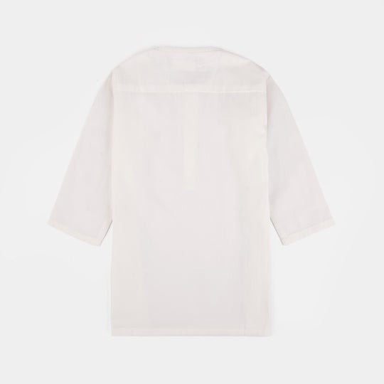 Infant Boys Cotton Poplin Kurta Pajama (Elegant)-White