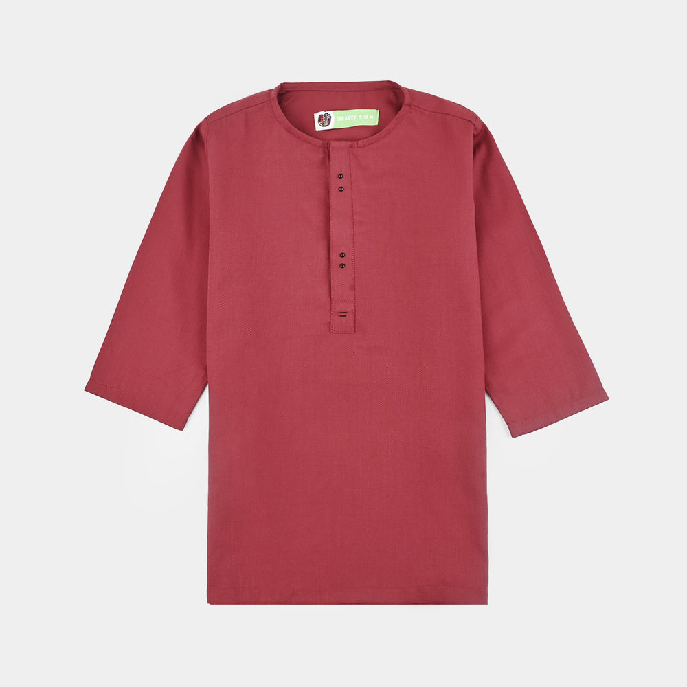 Infant Boys Cotton Poplin Suit (Metal Stud)-MAROON