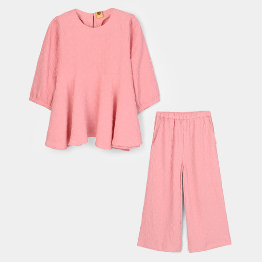 Girls Cotton CO-Ord Set Peachy-L.Pink